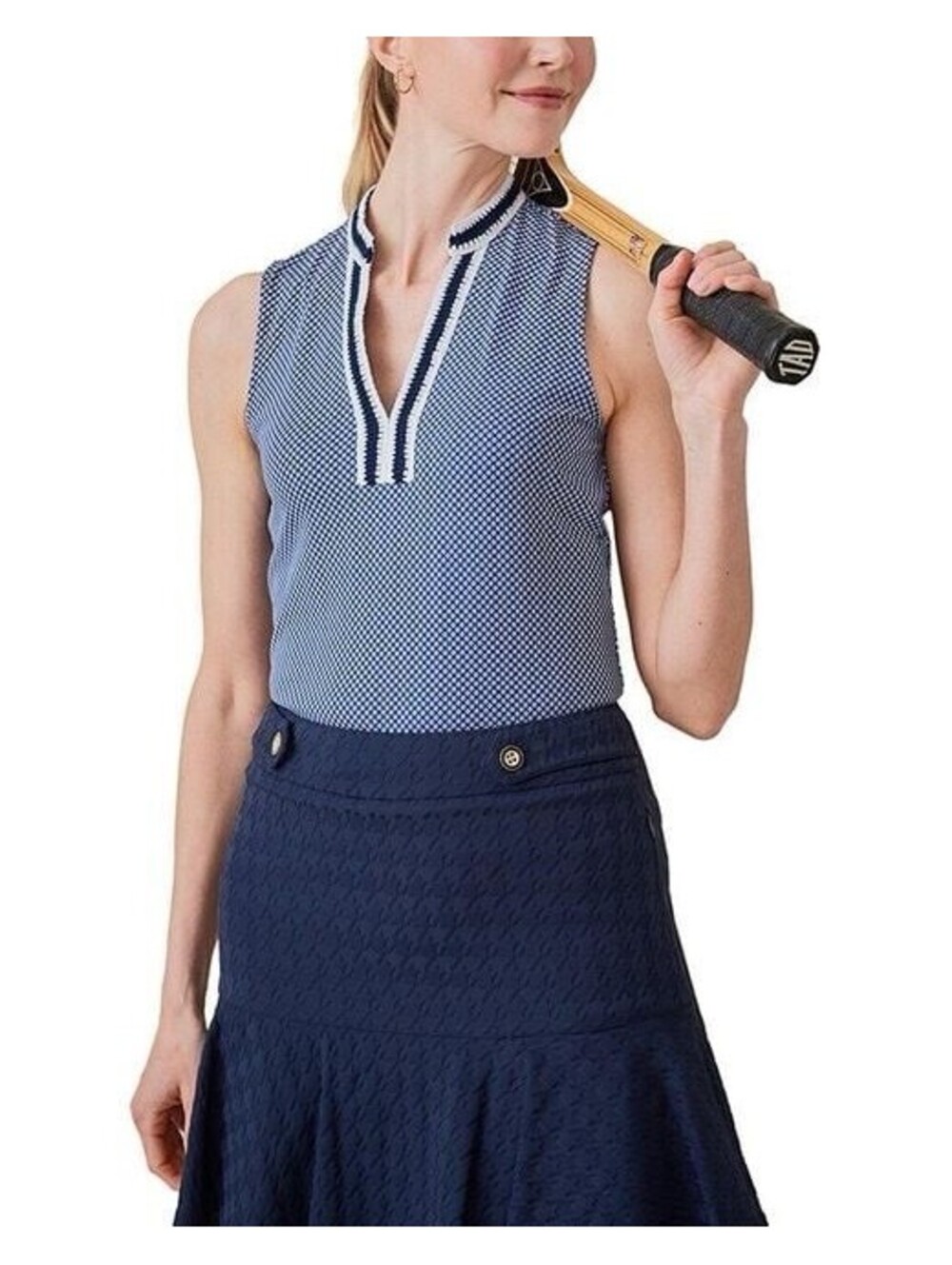 J. McLaughlin Draya Blue Tank Top Catalina Cloth XL Embroidered